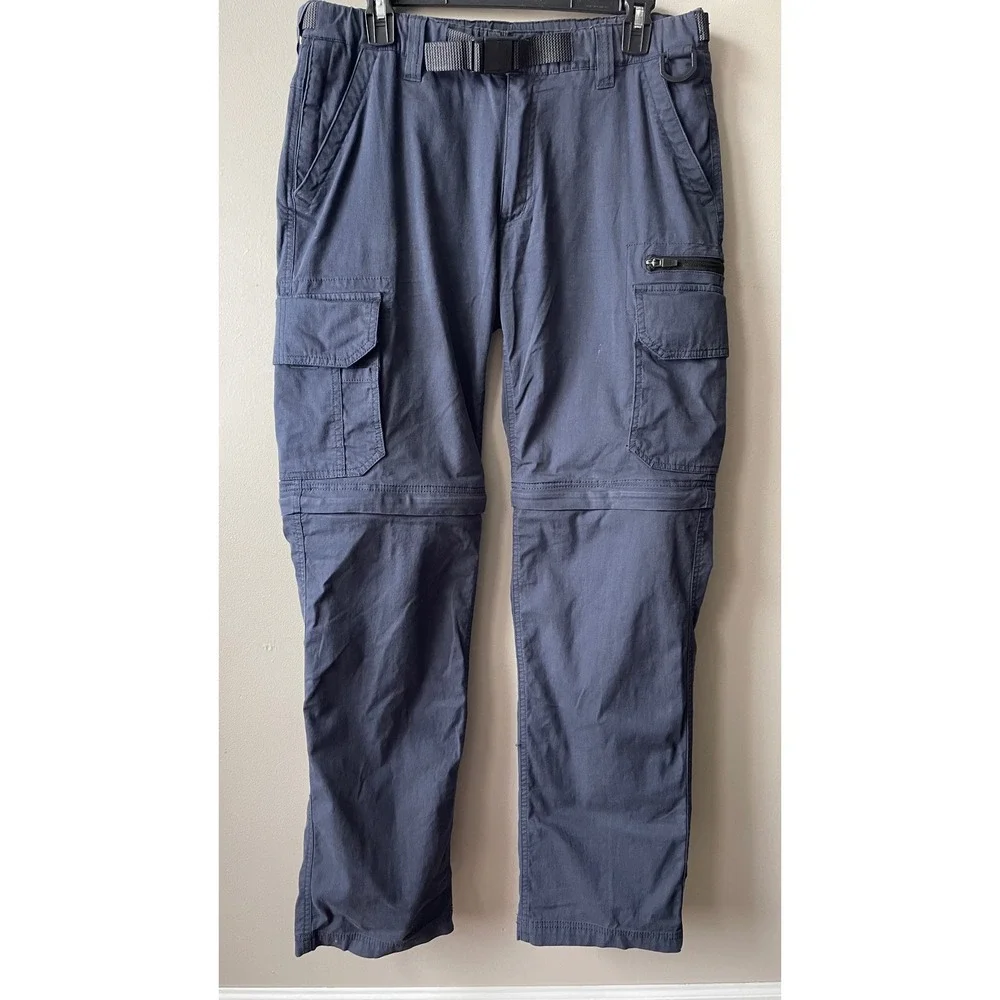 BC Clothing Mens Convertible Cargo Hiking Pants Navy Zip Off Shorts S 34 buckle